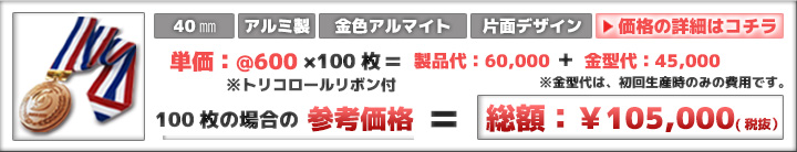 40mmアルミメダル作成参考価格